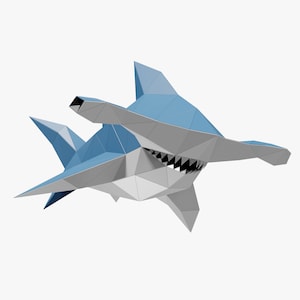 Baby Hammerhead Shark Paper Sculpture,Pre-cut DIY Papercraft Kit,Handmade Sea Animal Figurine,Low Poly Home Decor,All Accessories Included