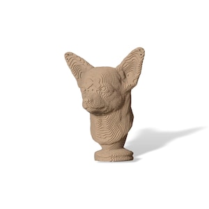 Chihuahua Bust Cardboard Sculpture, DIY 3D Papercraft kit, art du papier 3D, Home Decor, Planche ondulée, Cadeau DIY