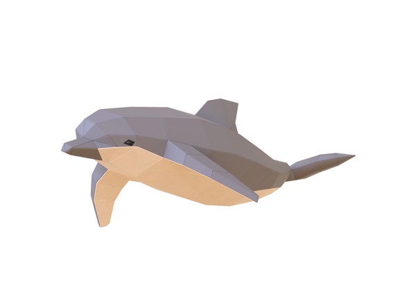 Sculpture en papier de dauphin, Kit de papercraft de bricolage pré-découpé,  figurine danimal de mer faite à la main, personnalisé multicolore, décor de  maison low poly -  Canada