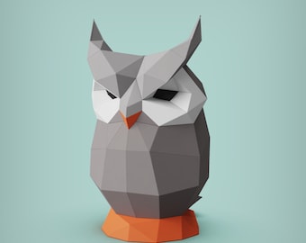 Owl  Sculpture, Pre-cutting DIY Papercraft  Kit, Multi-color Option，3D Wall art, Low Poly  Paper , Animals Head, Wall Decor, DIY Gift