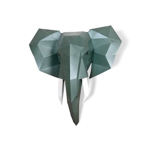 Elephant Head Pre-taglio fai-da-te Papercraft Kit, Opzione multicolore, arte 3D, Carta Low Poly, Animali, Regalo fai-da-te