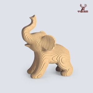 Elefante lindo - Escultura de cartón DIY, manualidades de papel DIY, arte de pared 3D, decoración del hogar, cartón corrugado, decoración de pared de animales, regalo DIY