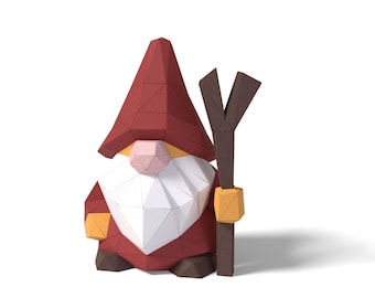 ノームペーパークラフト紙彫刻、プレカットDIYペーパークラフトキット、手作りローポリホームデコレーション