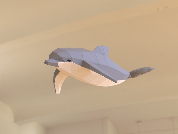 Clam Absurd Renderen Dolfijn papier sculptuur voorgesneden DIY Papercraft Kit - Etsy Nederland