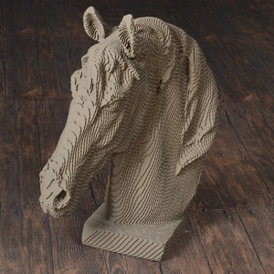 Tête de cheval Sculpture en carton DIY, Papercraft DIY, Art mural 3D, Décoration intérieure, Carton ondulé, Décor mural animal, Cadeau DIY image 1