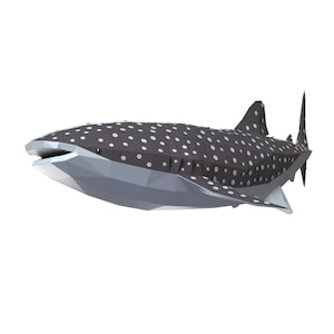 Sculpture en papier de requin-baleine, kit de créations artisanales en papier prédécoupé, animal marin fait main, décoration d'intérieur low poly, tous les accessoires inclus