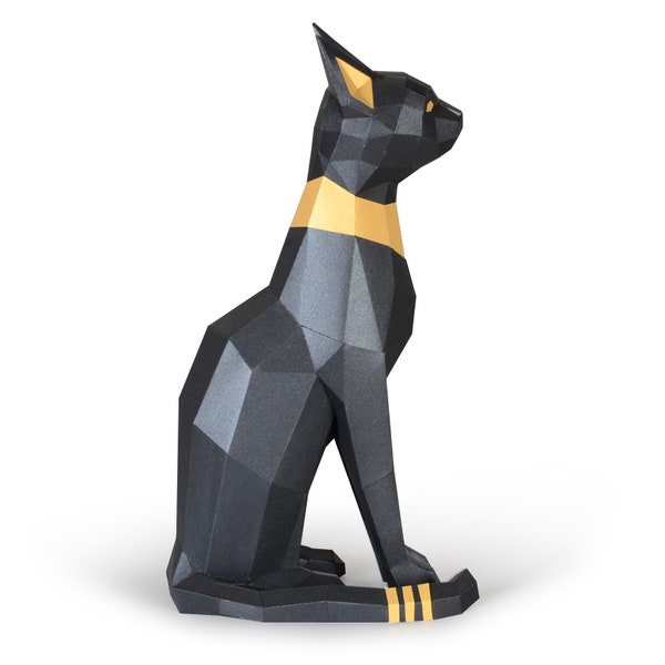 Egypt Cat  Pre-cutting DIY Papercraft  Kit, Bastet，Multi-color Option，3D  art, Low Poly  Paper , Animals , DIY Gift