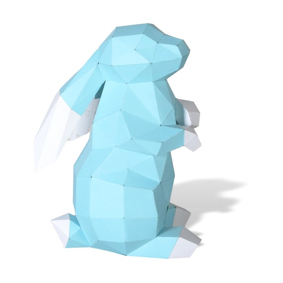 Bunny Sculpture, Pre-cut DIY Papercraft Kit, Multi-color Option