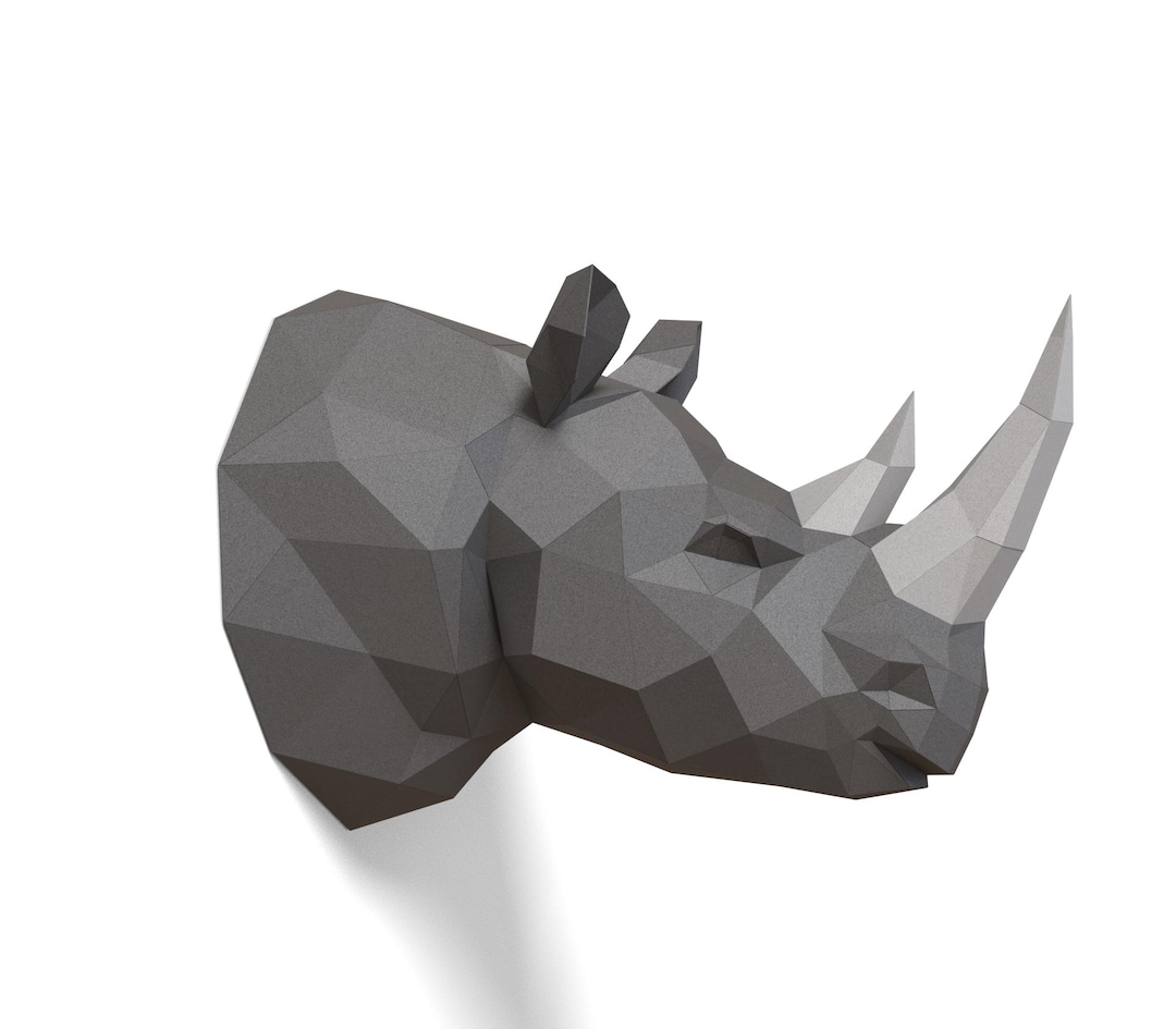 Rhino Paper Sculpture,pre-cut DIY Papercraft Kit,handmade Animal