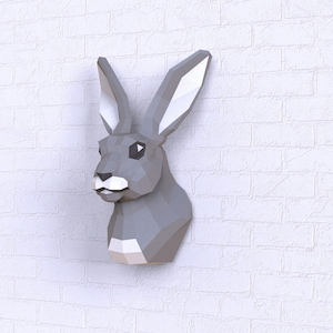 Rabbit head  Paper Sculpture,Pre-cut DIY Papercraft Kit,Handmade Bunny Figurine,3D Paper Art,Multi-Color Custom,Low Poly Wall Decor