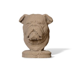 Bulldog Bust Cardboard Sculpture, DIY 3D Papercraft kit, 3D paper art, Home Decor, Corrugated board, DIY Gift