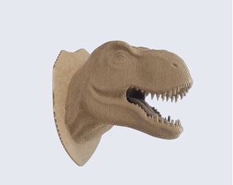 DIY Cardboard T-Rex Trophy – 3D Layered Sculpture Kit