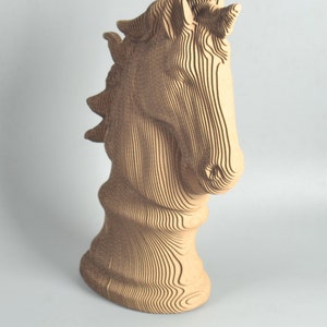 Échecs de cheval - sculpture en carton à faire soi-même, créations artisanales en papier, art mural 3D, décoration d'intérieur, carton ondulé, décoration murale animal, cadeau bricolage
