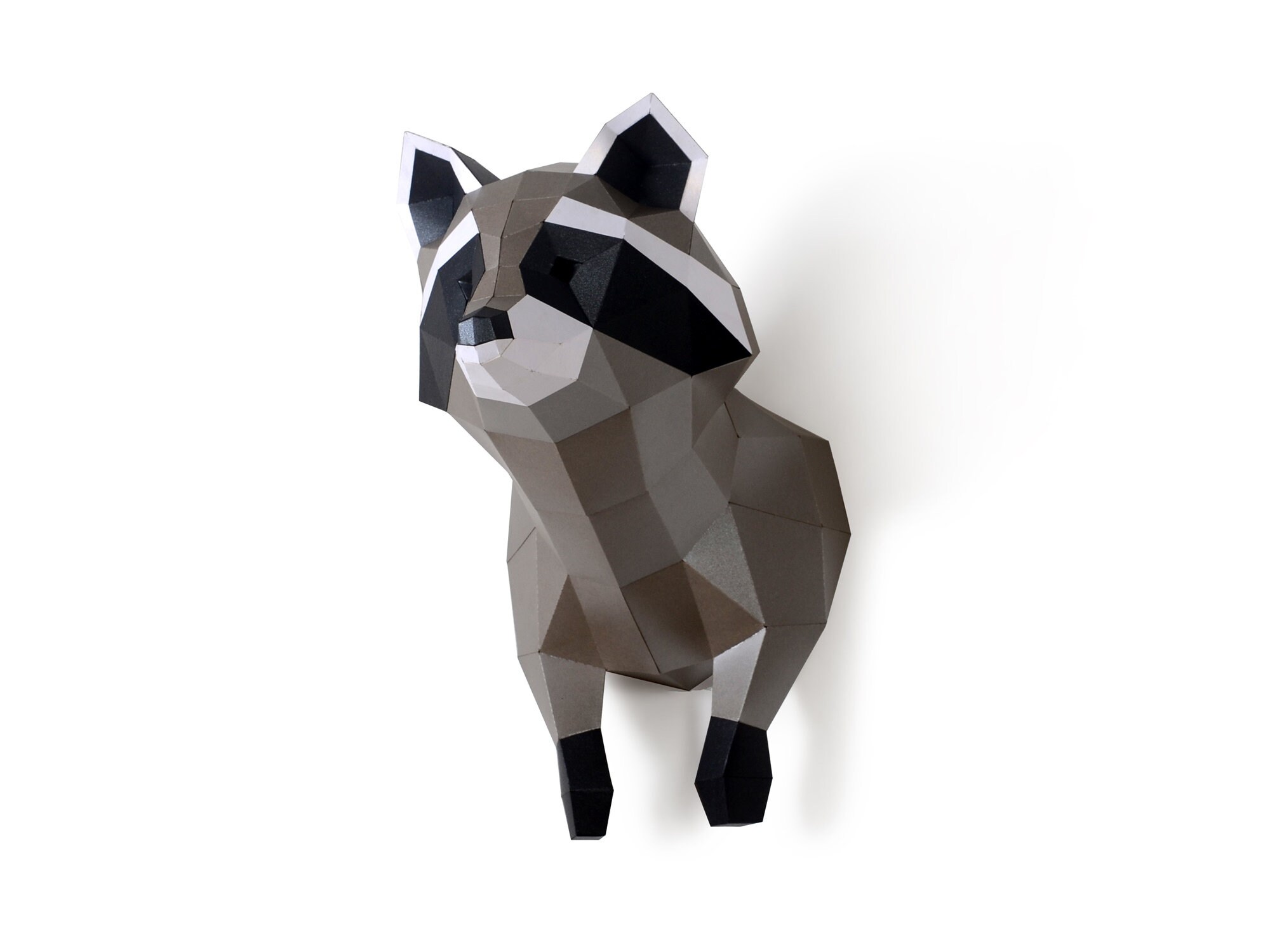 Raccoon Sculpture, Pre-cutting DIY Papercraft Kit, Multi-color Option ...