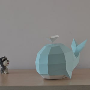 Cute Whale DIY Paper Craft Kit，Pre Cut 3D Papercraft for decoration, Creattive 3D Low Poly Puzzle for Kid,Accessories Included