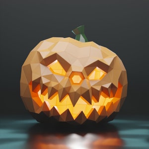 Escultura de papel de abóbora, kit de artesanato de papel DIY pré-cortado, fantasia de Halloween feita à mão, multicolorida, decoração de casa de baixo poli, todos os acessórios incluídos