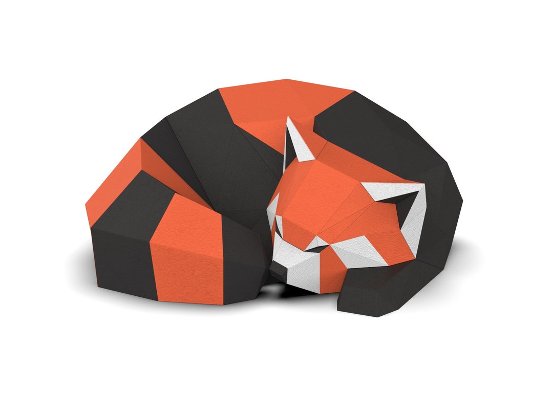 Red Panda Sleep Pose Pre-cutting DIY Papercraft Kit, Multi-color Option ...
