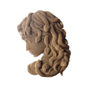 Bas-relief de la méduse - Sculpture en carton DIY, créations artisanales en papier, art 3D sur papier, décoration d'intérieur, carton ondulé, cadeau bricolage