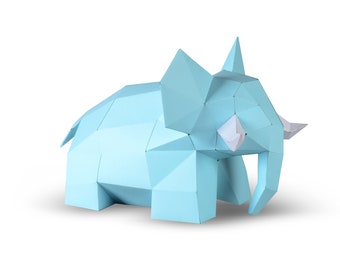 Elephant DIY Paper Craft Kit，Pre Cut 3D Papercraft for decoration, Creattive 3D Low Poly Puzzle for Kid,Accessories Included