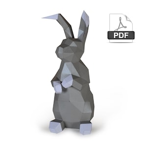 Rabbit  DIY 3D Papercraft  tempalte, PDF File，Instant download, 3D  art, Low Poly  Paper , Animals , DIY Gift