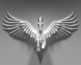 ウィングホースペーパークラフトキット – 家庭やオフィスの装飾に最適な手作り3Dモデル