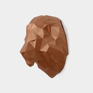 Lion Sculpture, Pre-cutting DIY Papercraft  Kit, Multi-color Option，3D Wall art, Low Poly  Paper , Animals Head, Wall Decor, DIY Gift Ideas