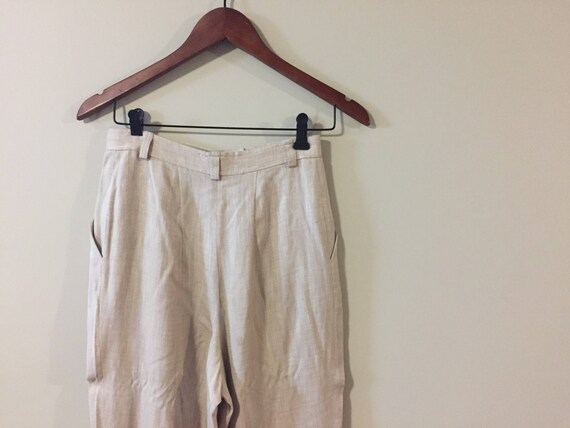 Ladies High Waisted Cream/Beige Pants