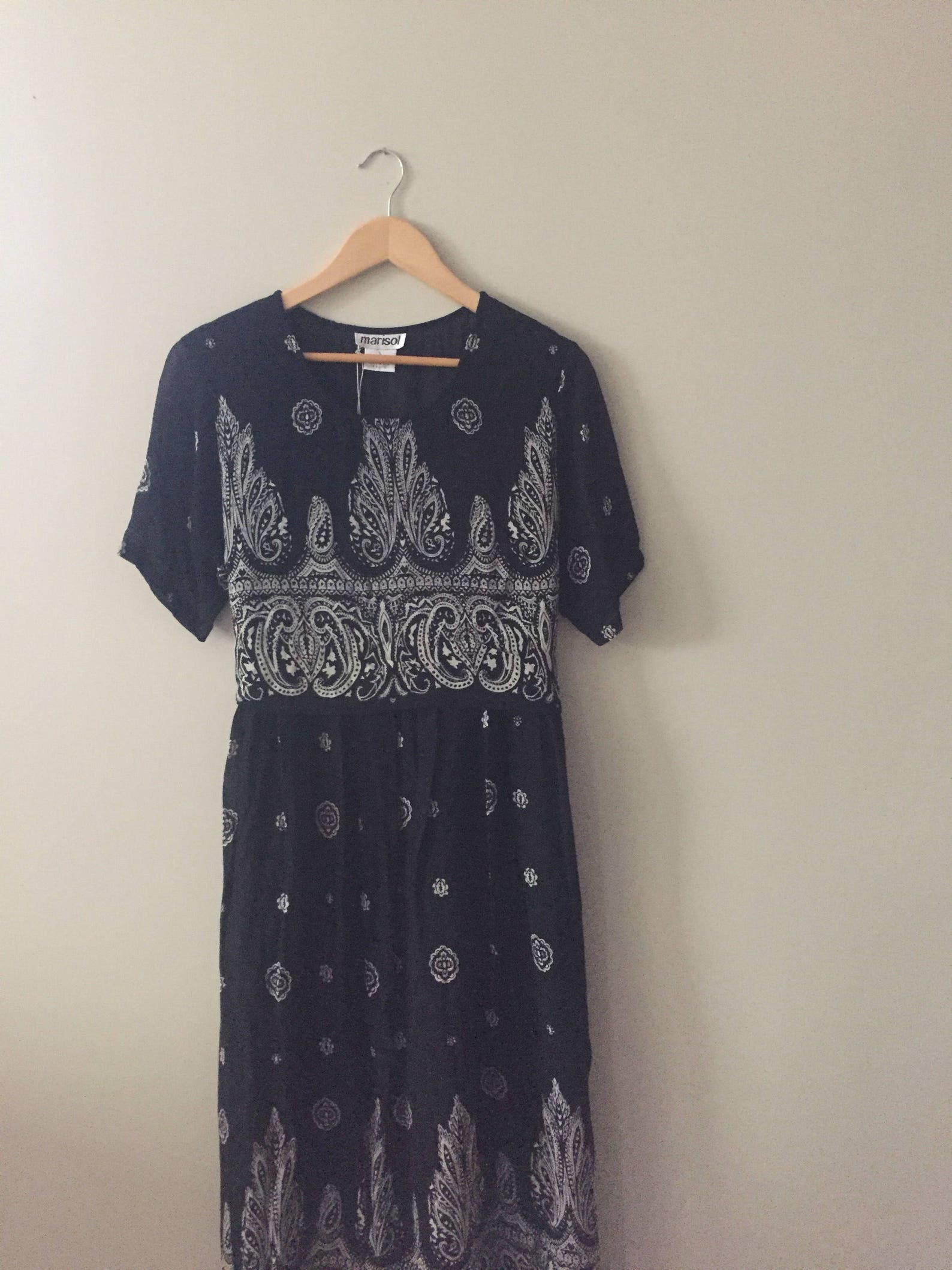 MARISOL Black Paisley Dress Made in India L - Etsy