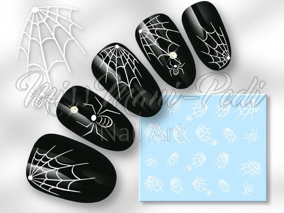 Halloween Nails Spider S Webs Nail Art Water Decals Etsy