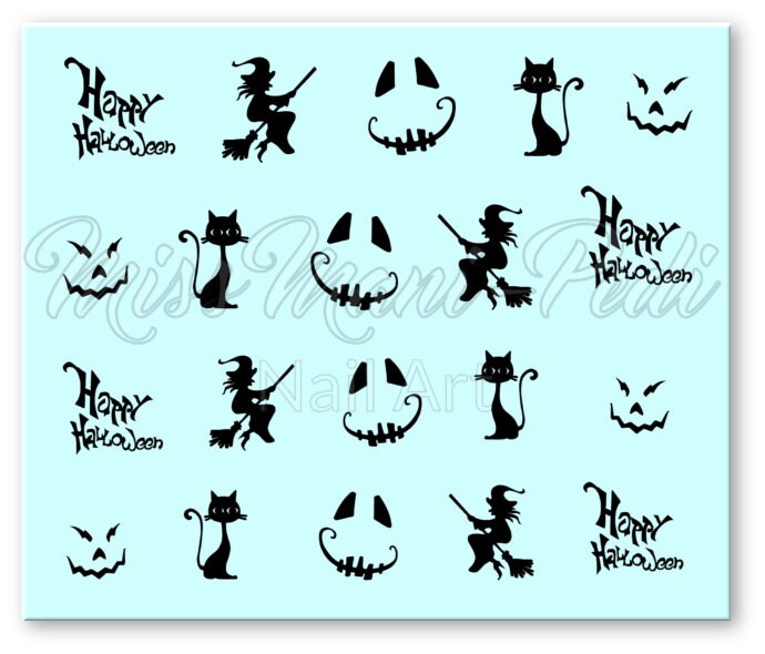 Halloween Nails Water Decals Nail Decals Witch Nail Stickers Etsy