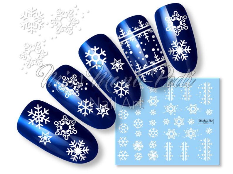 Snowflake Nails Water Nail Decals Snow Nail Stickers Icicles Etsy
