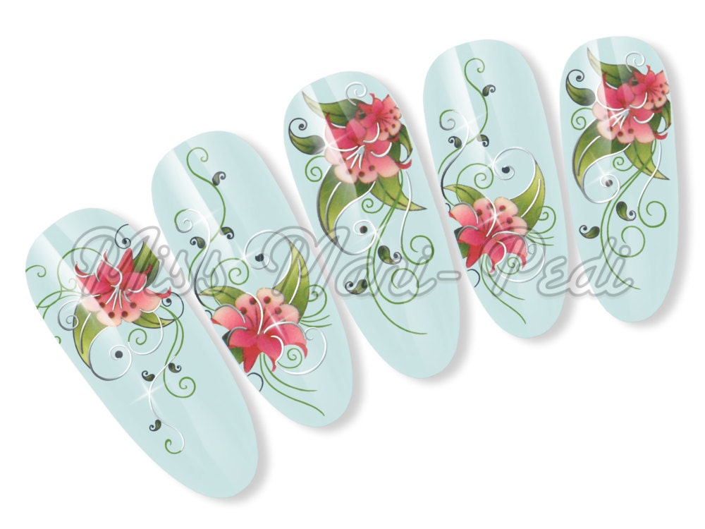 Luxury Nail Art Water Slide Decals Transfers Stickers for Long Etsy
