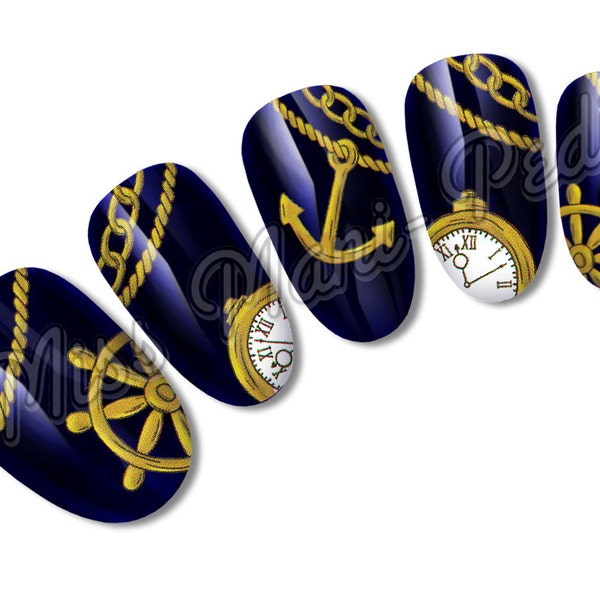 Nautical Nail Art Etsy