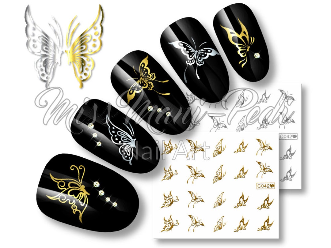 Butterfly Nail Decals Butterflies Nail Art Water Stickers Etsy