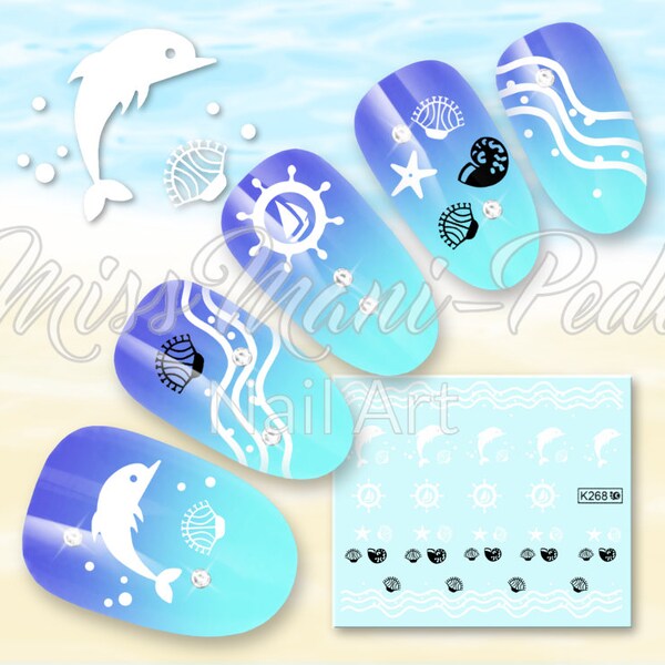 Nautical Nail Decals Etsy