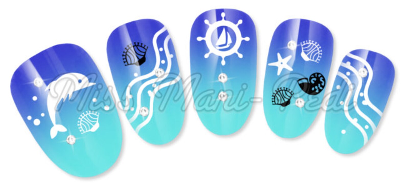 Summer Nail Decals Beach Nails Nautical Nail Art Dolphins Etsy