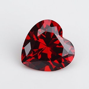 Roter Granat CZ Diamant AAA Steine, Herz facettierte Zirkonia Kristall Diamant lose Steine, Luxus Schmuckherstellung (3 x 3 mm - 15 x 15 mm)