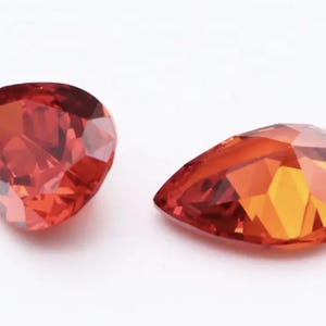 Orange CZ Diamond AAA Stones, Pear Faceted Cubic Zirconia Crystal Diamond Loose Stones, Luxury Jewelry Making Stones (4x3 - 18x13mm)