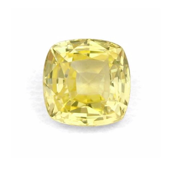 Loose Cushion Faceted Yellow Sapphire Corundum Stone, Lab Created Sapphire Gemstone for Engagement Ring, Jewelry Making AAA(3x3mm - 15x15mm)