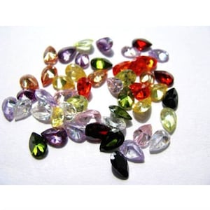 Loose Multi-Color CZ Diamond AAA Stones, Pear Faceted Cubic Zirconia Crystal Diamond Loose Stones, Jewelry Making Stones (4x3mm - 18x13mm)