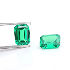 Loose Octagon Faceted Light Green Hydrothermal Colombian Emerald Stones, Lab-Created Emerald Gemstone, Jewelry Makings (4x2mm - 16x12mm)