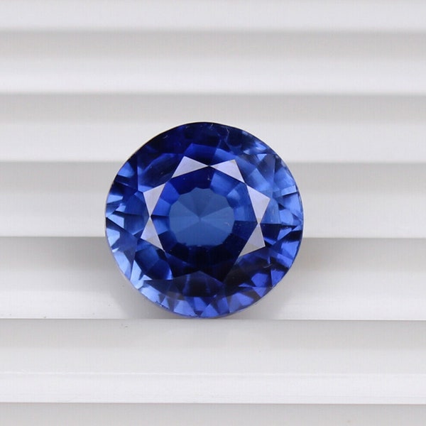 Pierre précieuse de saphir bleu naturel, pierre de saphir ronde à facettes brillantes taillées en diamant pour la fabrication de bijoux, pierre de naissance de septembre (2 mm-4 mm)