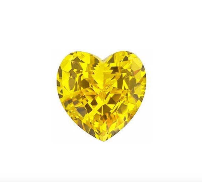Lab Created Yellow Sapphire Corundum Heart Faceted Loose Gemstones for Jewelry Makings September Birthstone