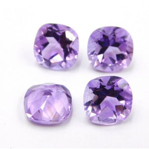 Amatista brasileña genuina natural morada, talla cojín, piedras sueltas AAA para joyería de lujo, piedra natal de febrero (4 x 4 mm - 10 x 10 mm)