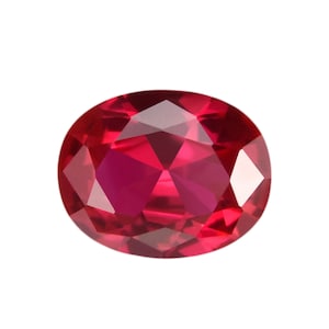 Loose Oval Faceted Ruby Corundum Gemstones, Lab Created Ruby Stones for Engagement Ring, Jewelry Makings, July Birthstone (4x3mm - 18x13mm)
