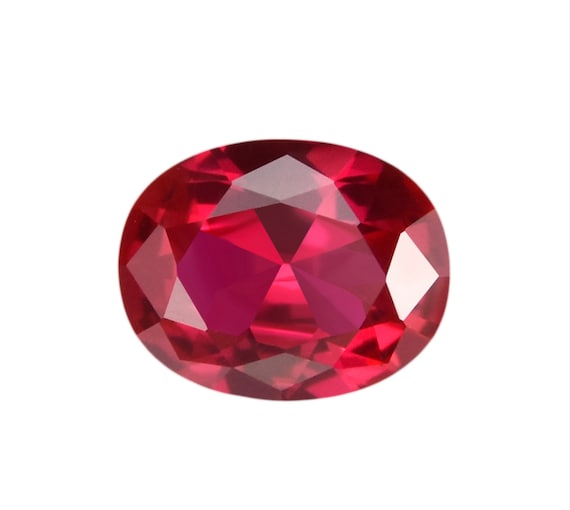Lab Created Ruby Corundum Oval Faceted Loose Gemstones, July