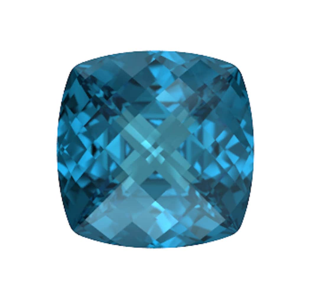 London Blue Topaz Loose Stone Cushion Checkerboard Faceted, Topaz