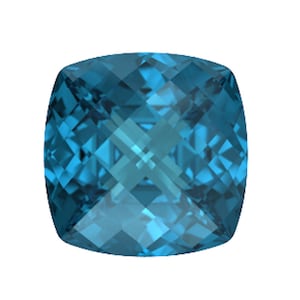 London Blue Topaz Loose Stone Cushion Checkerboard Faceted, Topaz Gemstone for Jewelry Making, Topaz Pendant Necklace Ring (5x5mm - 12x12mm)
