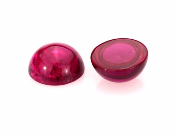 Lab Created Ruby With Visible Inclusions Round Cabochon Loose