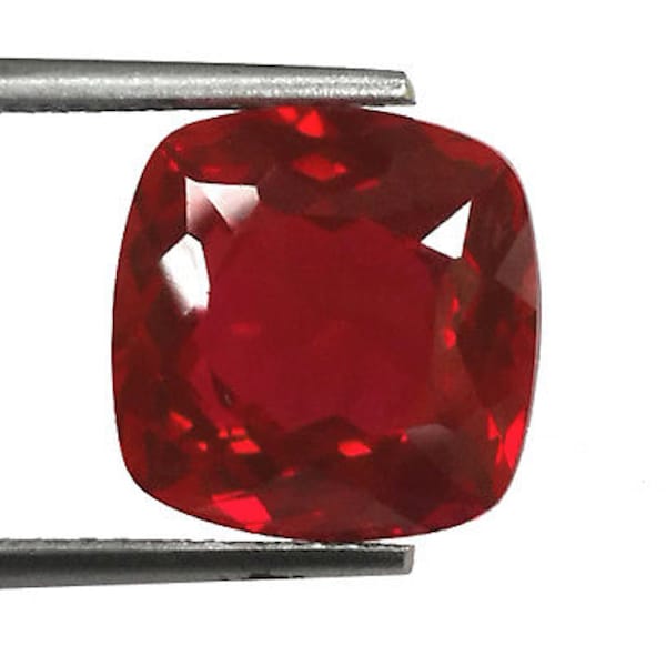 Lab Created Ruby Corundum Gems, Loose Cushion Faceted Pigeon Blood Ruby Stone for Engagement, Jewelry Making, July Birthstone(3x3mm-15x15mm)